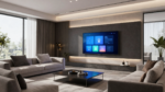 A sleek modern living room with hidden smart home technology, integrated lighting, and minimalist furniture design. (3)