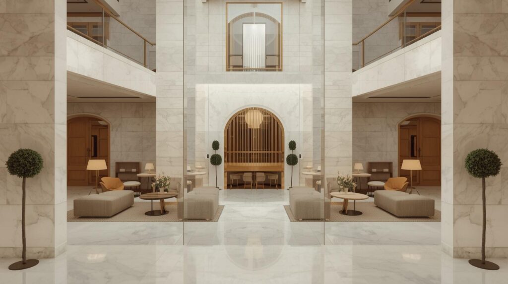 Balanced interior layout showcasing symmetry.
