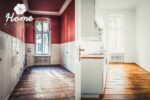 Before and after renovation showing how design principles transformed an ordinary room