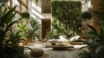 Biophilic interior design with indoor greenery.