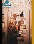 Collection of interior design inspiration images pinned to a physical mood board with fabric swatches