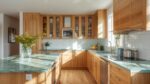Eco-friendly kitchen with bamboo cabinetry, recycled glass countertops and energy-efficient appliances