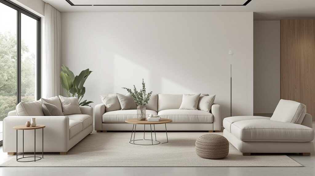 Functional modern living room with comfortable furniture.
