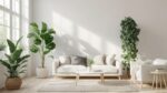 Indoor plants enhancing a contemporary living space.