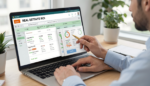 Investor reviewing a real estate ROI spreadsheet with property analysis metrics on a computer