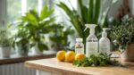 Lifestyle photo of eco-conscious cleaning with fresh ingredients and green plants in background