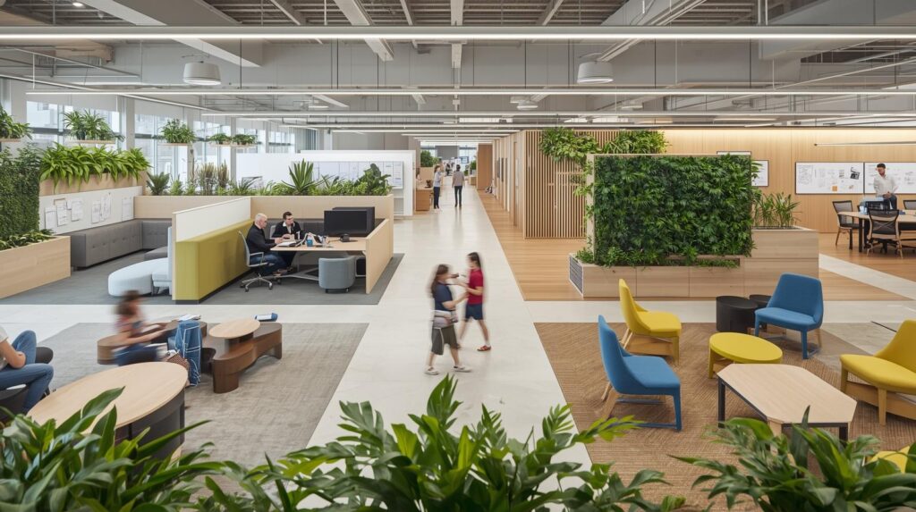 Modern Australian workplace with activity based working zones collaborative spaces and biophilic design