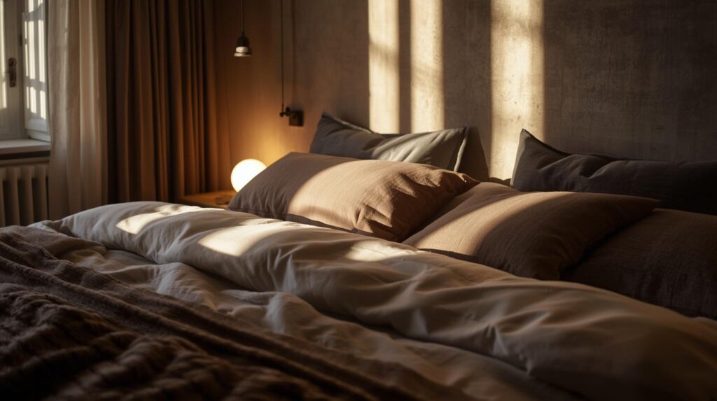 Modern lighting design in a cozy bedroom.