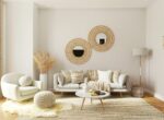 Modern living room with balanced furniture arrangement.