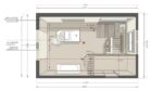 Overhead view of freestanding bath floor plan showing plumbing rough-in positions and clearance measurements