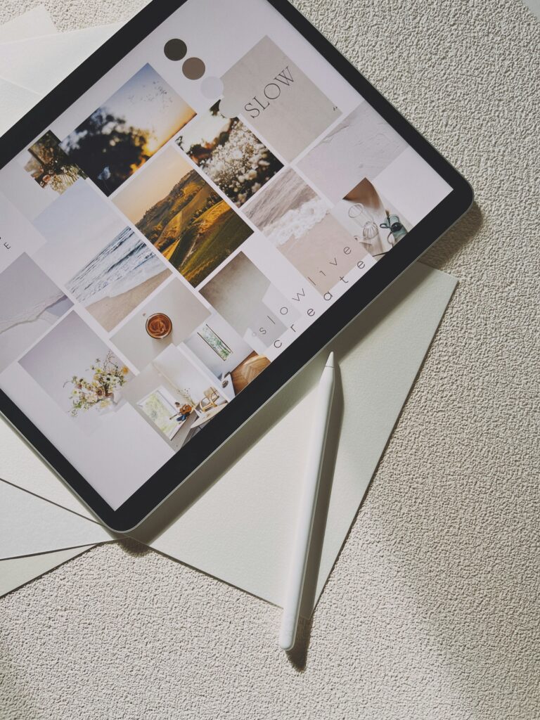 Professional interior designer creating a mood board.