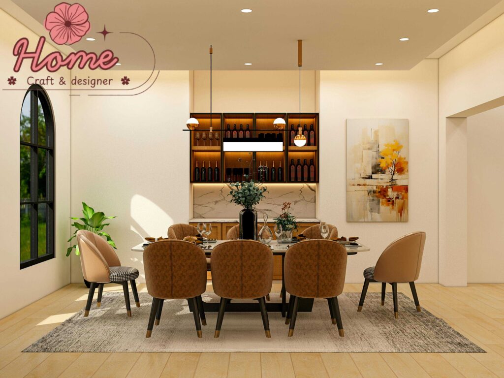 Professional interior designer pointing to consistent design elements across multiple room mood boards