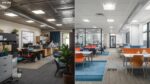 Refurbished Australian office space showing before and after transformation with contemporary design