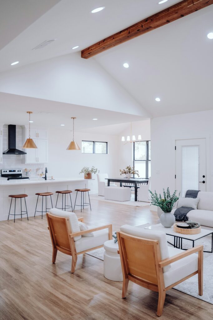 Smart home interior with modern furniture.